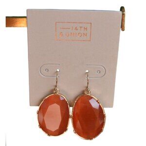 14th & Union Orange Gold Tone Oval Drop Earrings NWT Gift